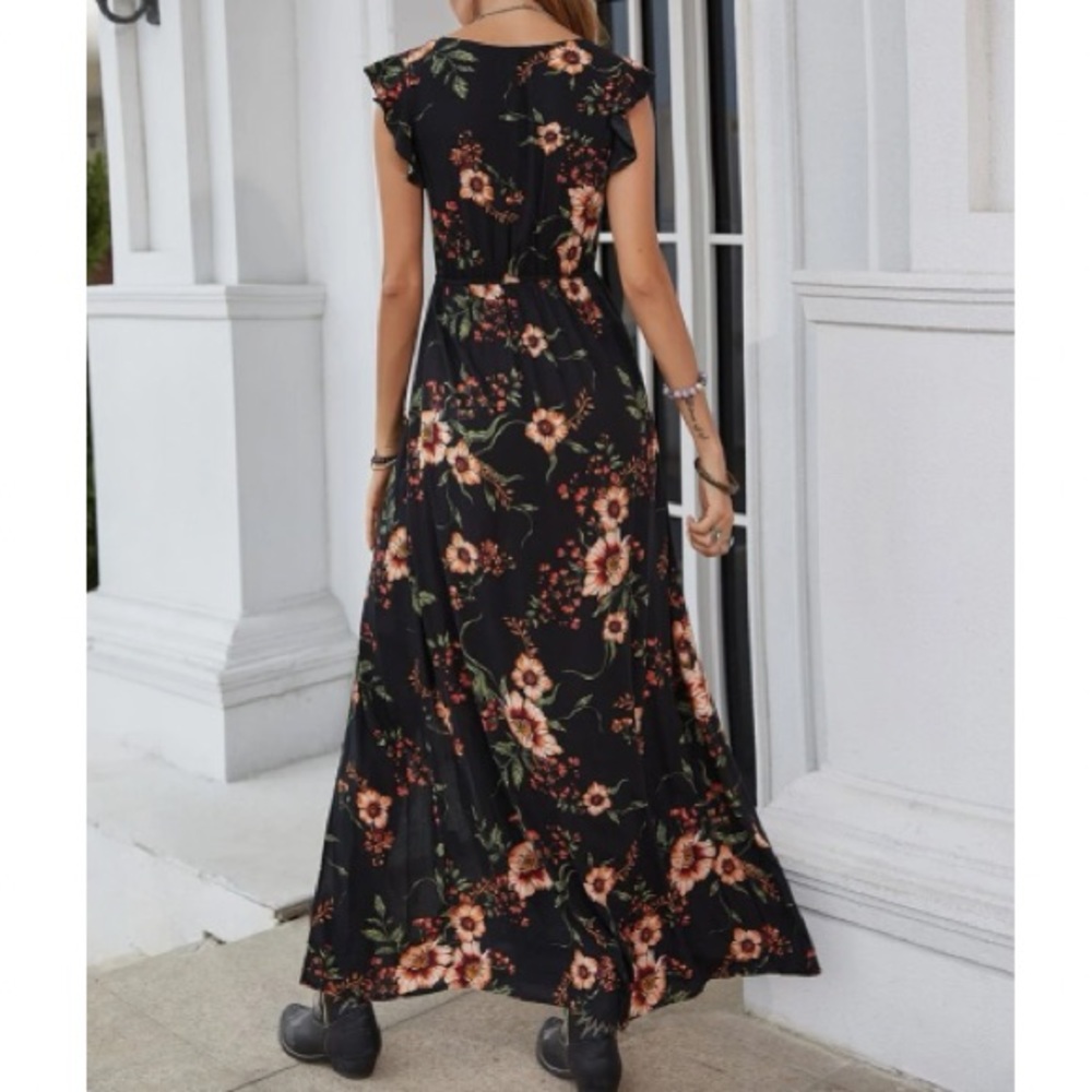 Boho floral print slit thigh maxi dress - Picture 7 of 16
